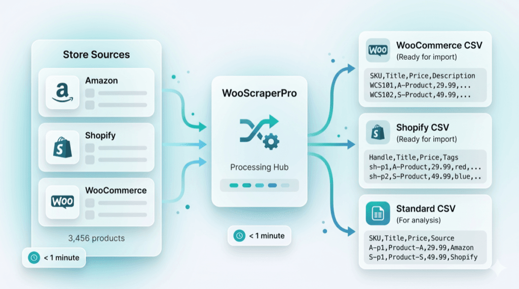 WooScraperPro WooCommerce scraper and product CSV export tool preview