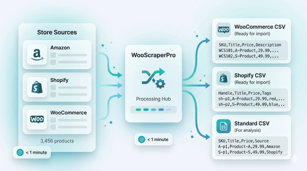 WooScraperPro WooCommerce scraper and product CSV export tool preview